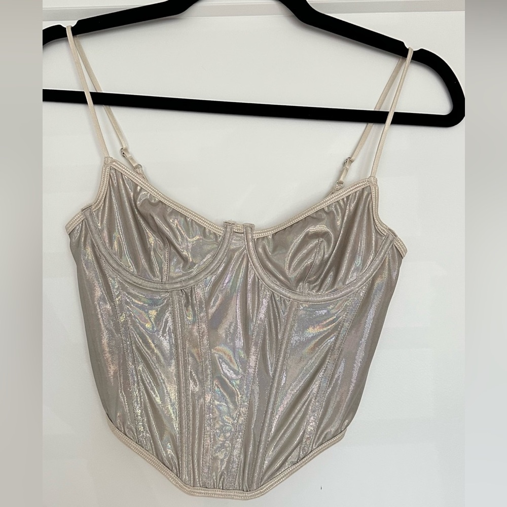 Urban Outfitters corset top. Silver/chrome color.